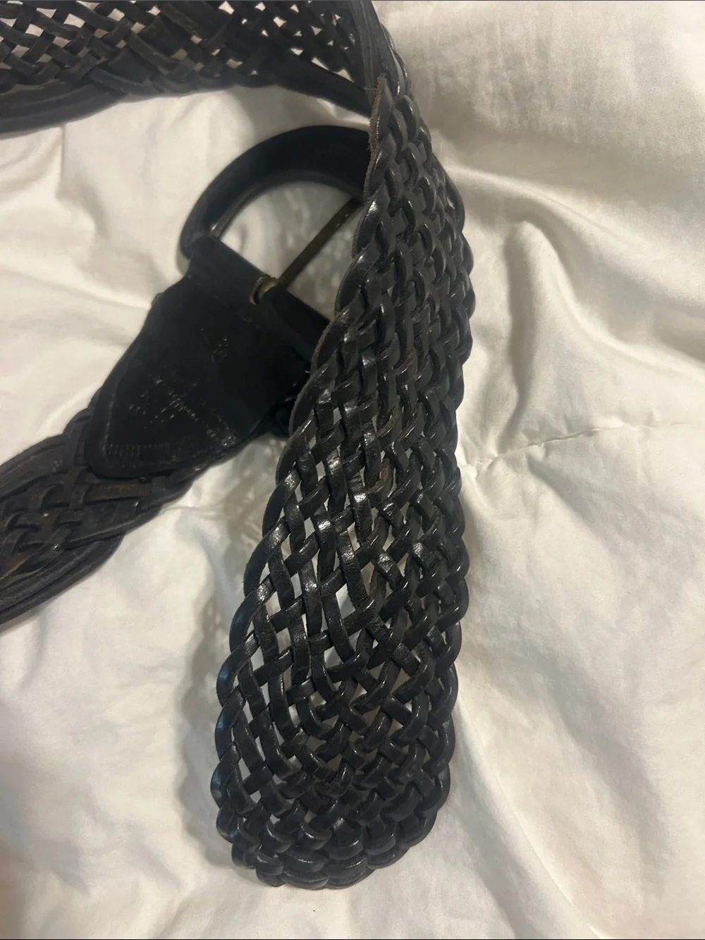 Black Woven medium Leather Belt made in turkey